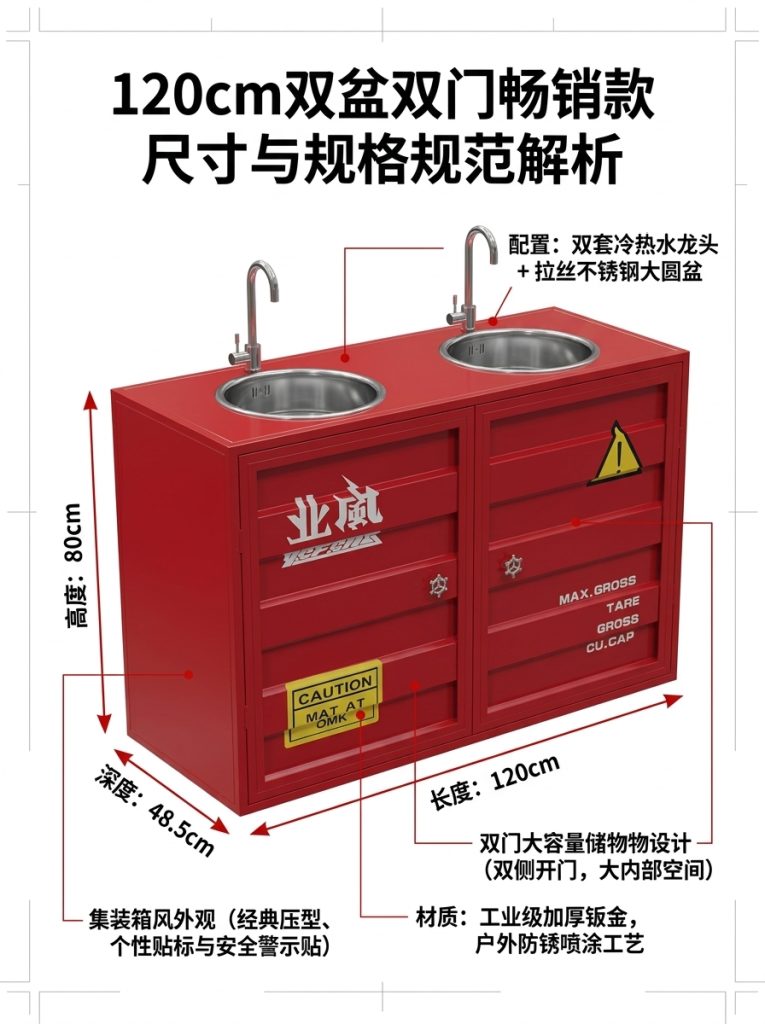 铁艺洗手池集装箱洗手盆柜子工业风酒吧清吧餐厅卫生间创意洗手 - 产品图片