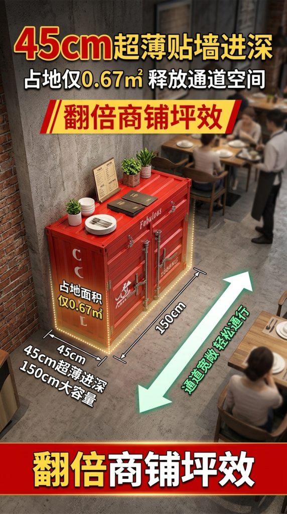 工业风复古餐柜创意文件柜集装箱设计做旧铁柜子玄关储物柜收纳柜 - 产品图片