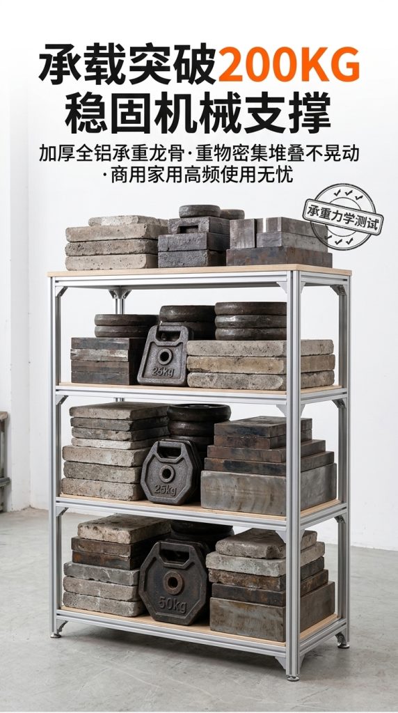 铝型材复古客厅置物架落地靠墙陈列柜多层收纳架轻奢高级感陈列架 - 产品图片