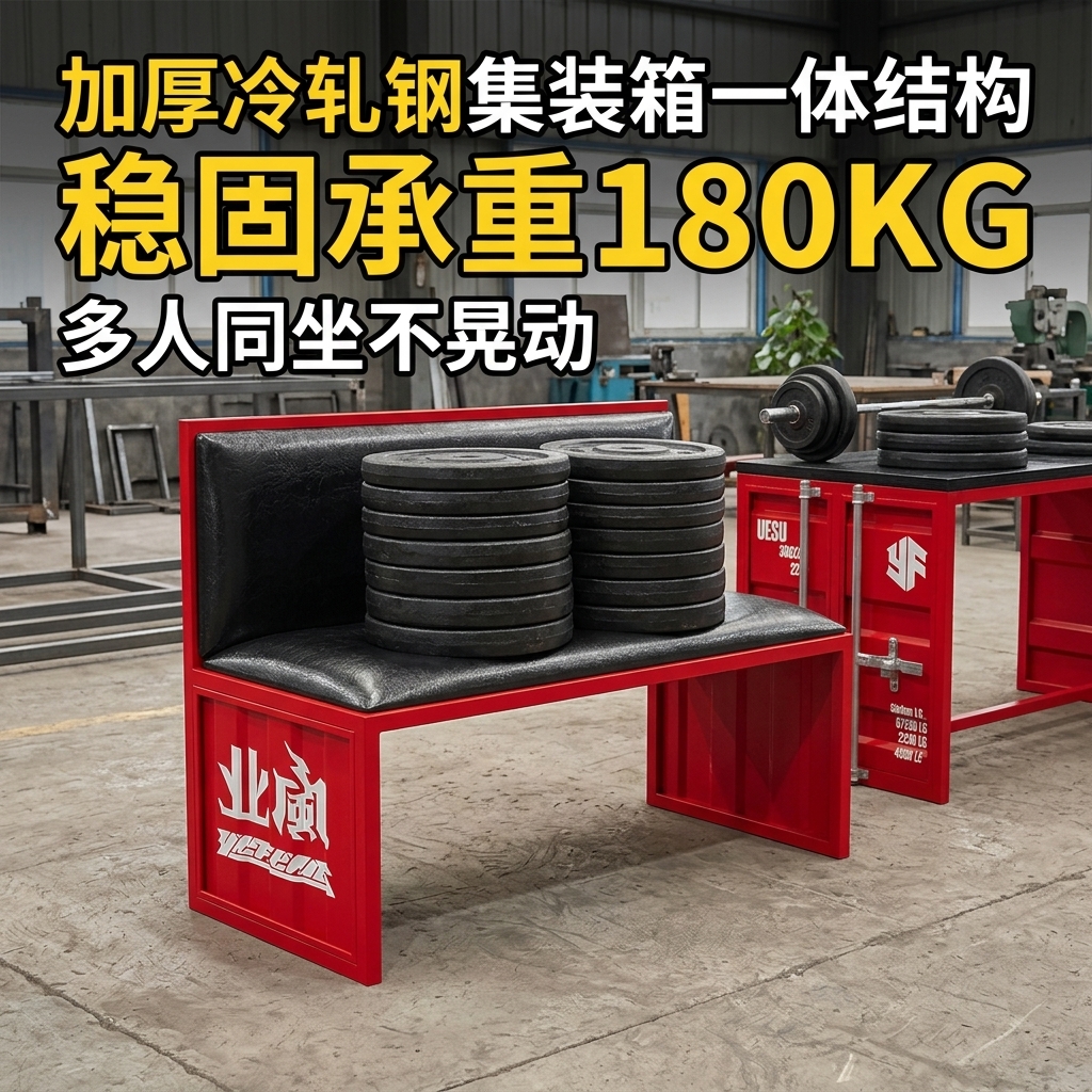 酒吧桌椅组合奶茶店咖啡厅酒吧清吧工业风复古铁艺集装箱卡座沙发 - 产品图片