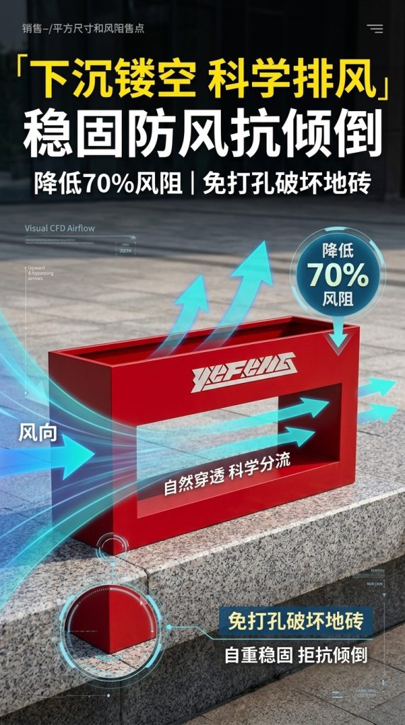 户外铁艺花箱组合商业街广场创意定制售楼部外摆隔断围栏花槽花坛 - 产品图片