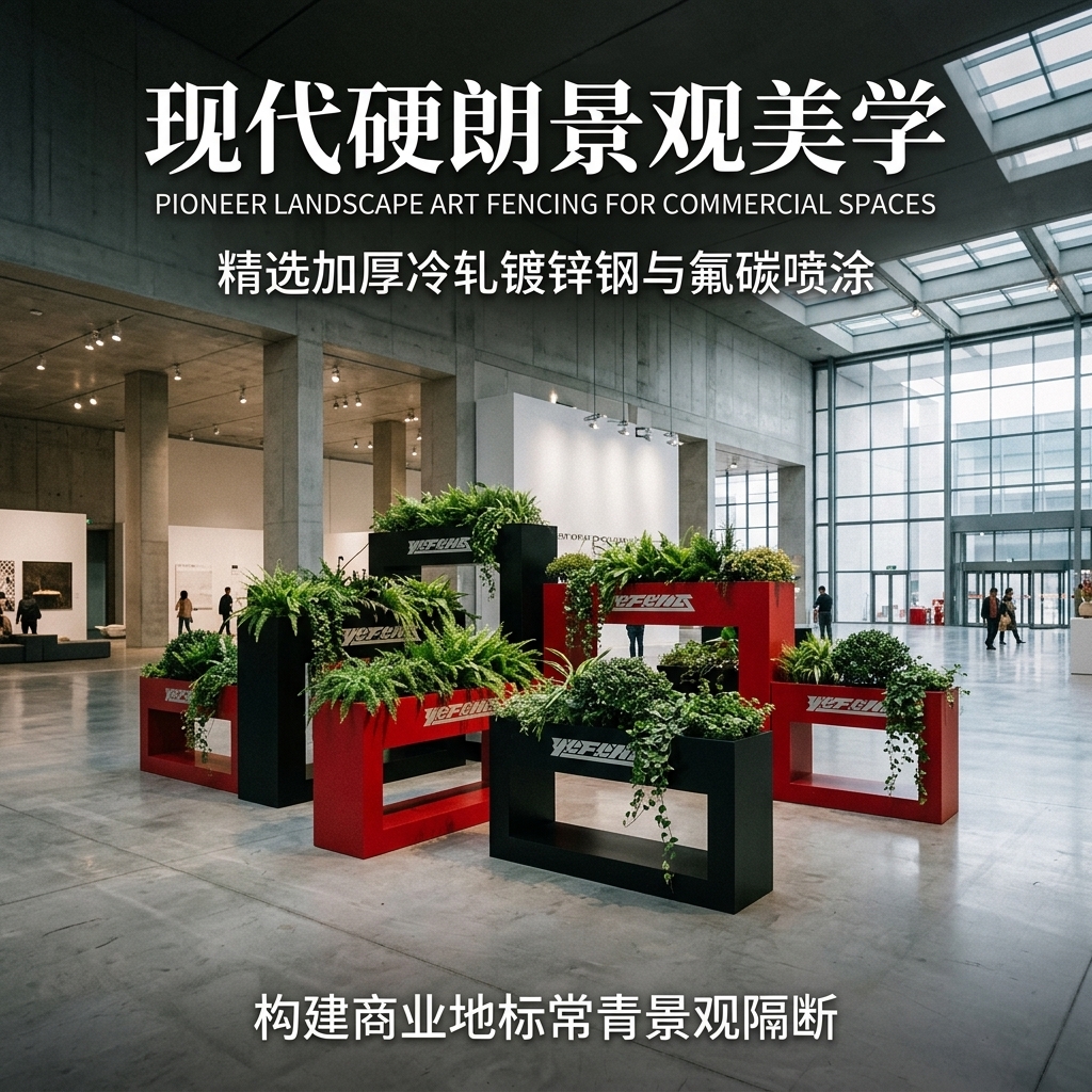 户外铁艺花箱组合商业街广场创意定制售楼部外摆隔断围栏花槽花坛 - 产品图片
